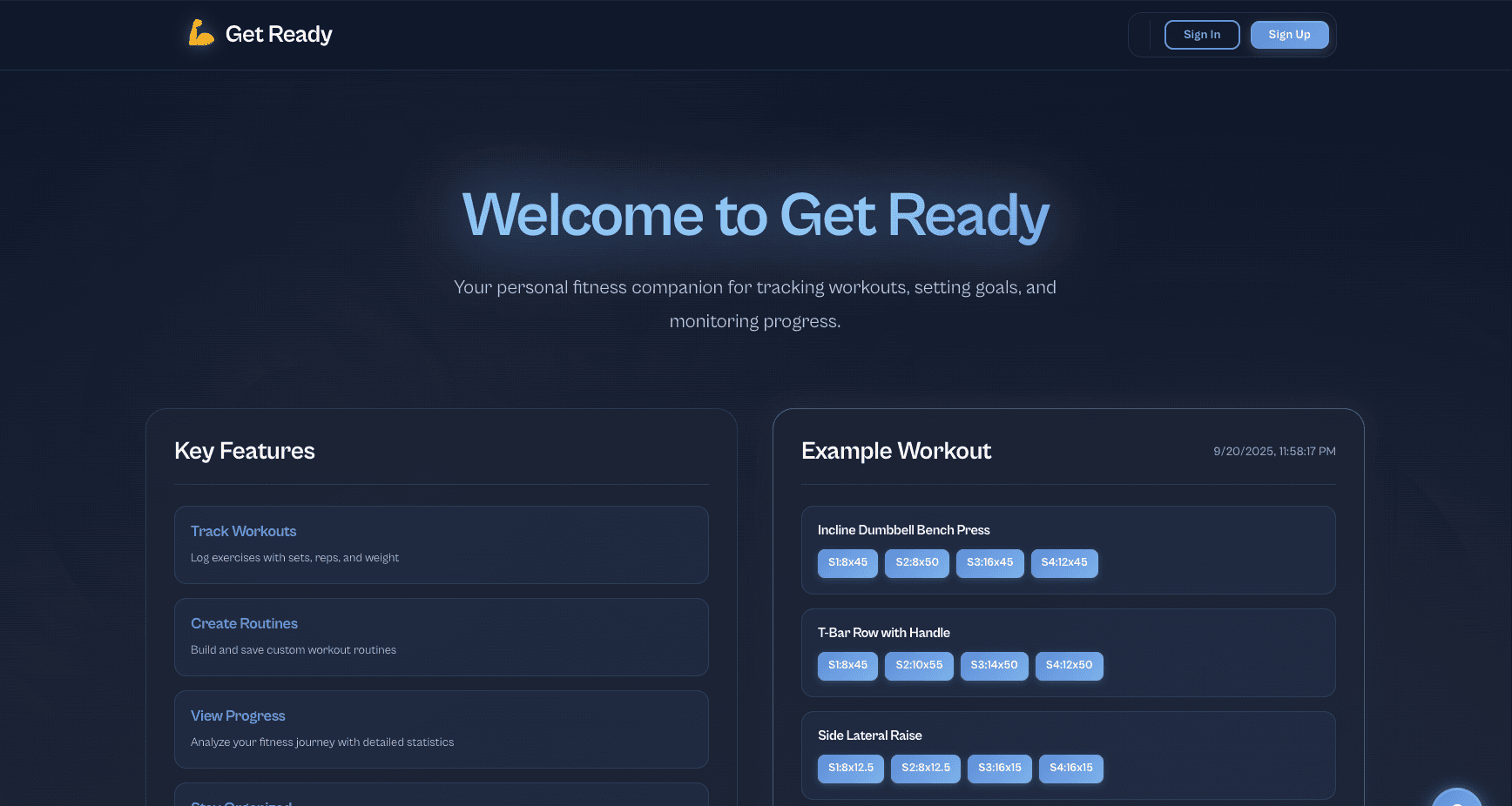 Get Ready Fitness Tracker Interface
